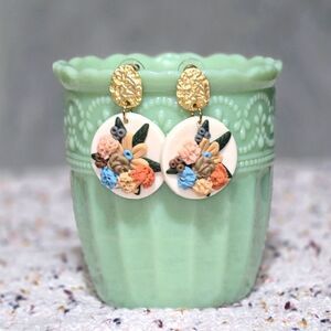 Handmade Polymer Clay Floral Post Earrings